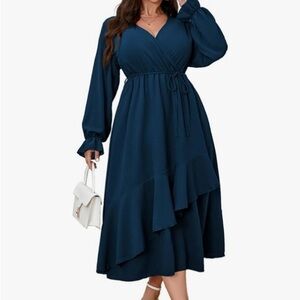 Amazon Elegant Navy Long Sleeve Dress
